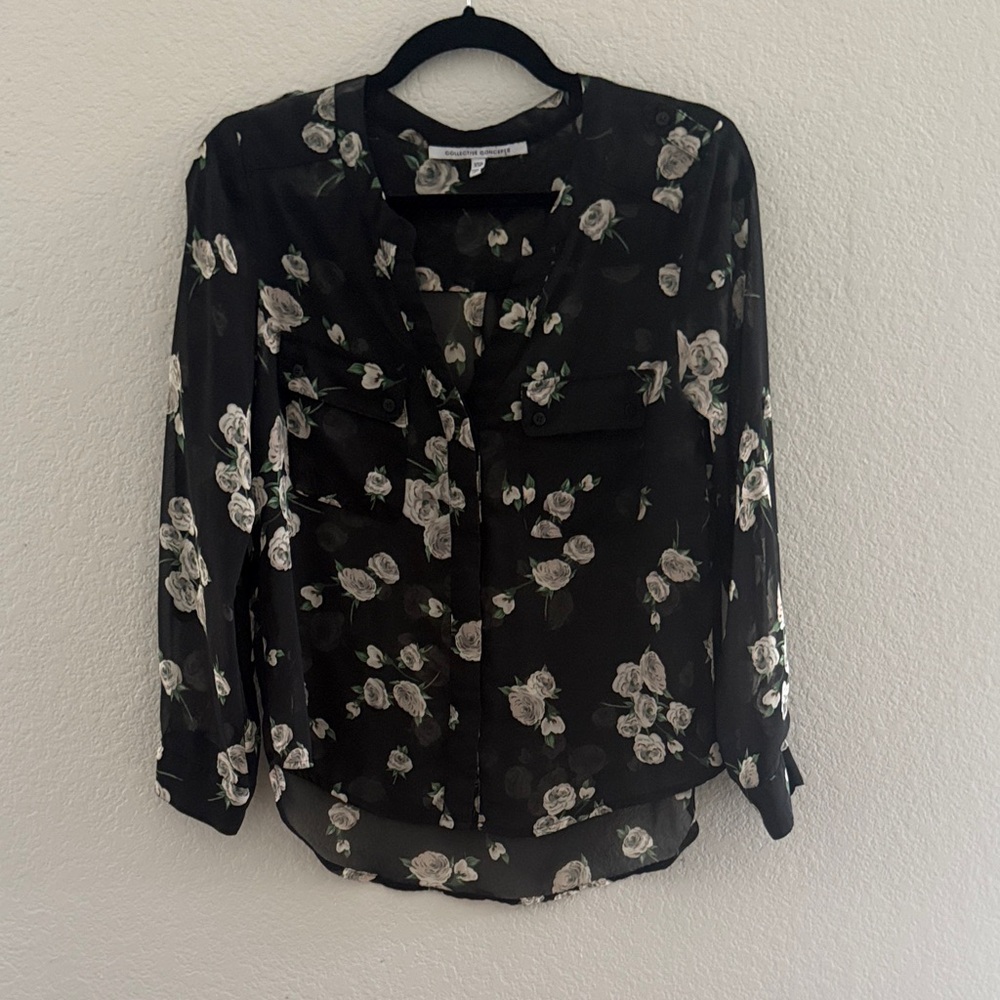 Collective Concepts Black Floral Blouse
